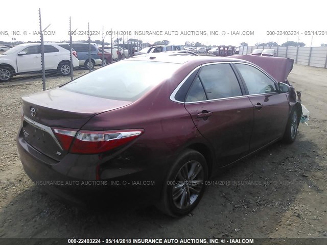 4T1BF1FK5FU952950 - 2015 TOYOTA CAMRY LE/XLE/SE/XSE RED photo 4