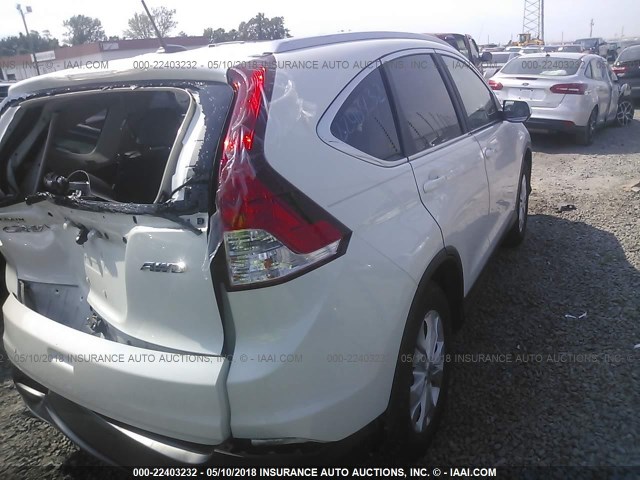 5J6RM4H7XCL059820 - 2012 HONDA CR-V EXL WHITE photo 4