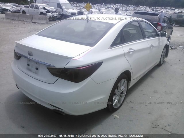 5NPEC4AB0BH187217 - 2011 HYUNDAI SONATA SE/LIMITED WHITE photo 4