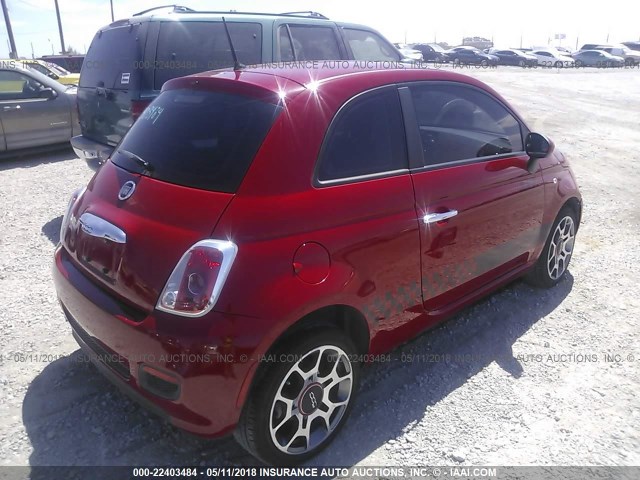 3C3CFFAR0CT383560 - 2012 FIAT 500 POP RED photo 4