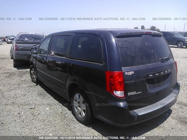 2D4RN4DG0BR629728 - 2011 DODGE GRAND CARAVAN EXPRESS BLUE photo 3