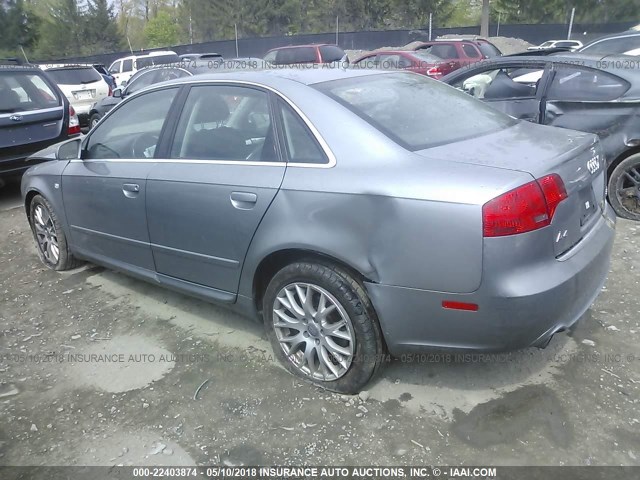 WAUDF78E98A151883 - 2008 AUDI A4 2.0T QUATTRO GRAY photo 3