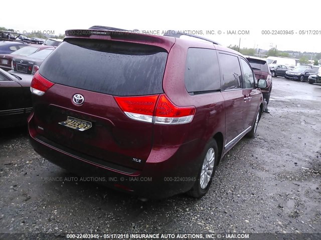 5TDYK3DC8DS307177 - 2013 TOYOTA SIENNA XLE/LIMITED RED photo 4