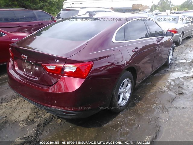 1G1ZB5ST3GF196506 - 2016 CHEVROLET MALIBU LS ბურგუნდია ფოტო 4