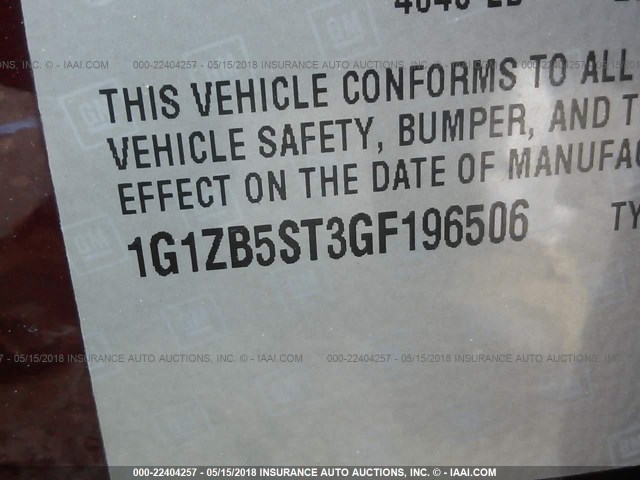 1G1ZB5ST3GF196506 - 2016 CHEVROLET MALIBU LS ბურგუნდია ფოტო 9