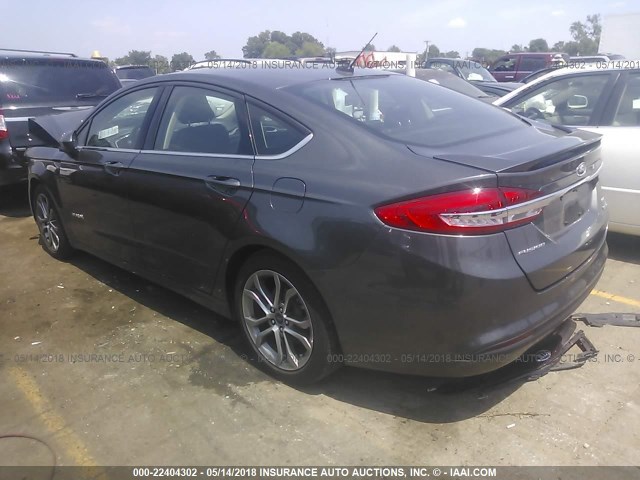 3FA6P0LU3HR288005 - 2017 FORD FUSION SE HYBRID GRAY photo 3