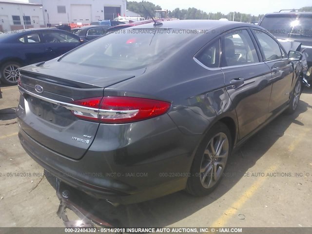 3FA6P0LU3HR288005 - 2017 FORD FUSION SE HYBRID GRAY photo 4