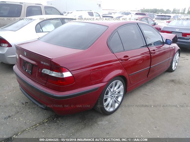 WBAEV53494KM07292 - 2004 BMW 330 I RED photo 4