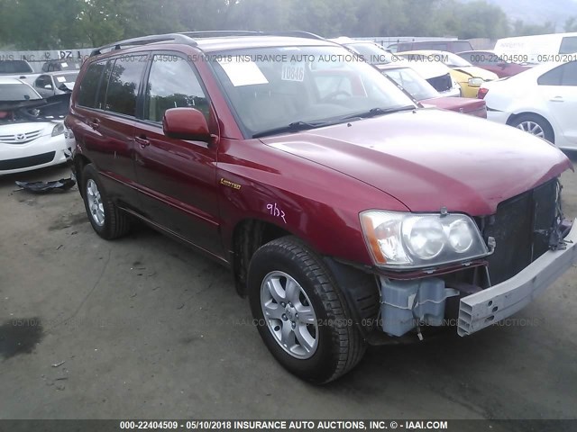 JTEHF21A820074706 - 2002 TOYOTA HIGHLANDER LIMITED RED photo 1