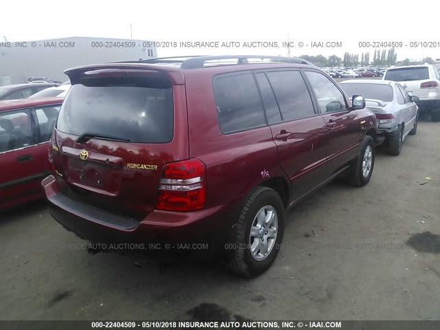 JTEHF21A820074706 - 2002 TOYOTA HIGHLANDER LIMITED RED photo 4