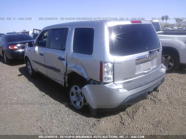 5FNYF4H24DB016921 - 2013 HONDA PILOT LX SILVER photo 3