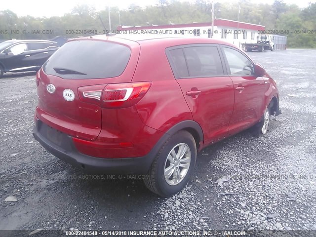 KNDPBCA20B7089590 - 2011 KIA SPORTAGE LX RED photo 4