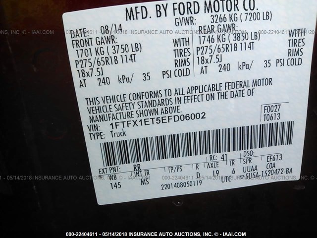 1FTFX1ET5EFD06002 - 2014 FORD F150 SUPER CAB RED photo 9