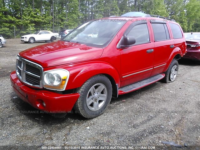 1D8HD58D45F511244 - 2005 DODGE DURANGO LIMITED RED photo 2