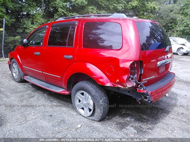 1D8HD58D45F511244 - 2005 DODGE DURANGO LIMITED RED photo 3