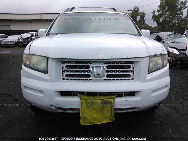 2HJYK16458H526267 - 2008 HONDA RIDGELINE RTS WHITE photo 6