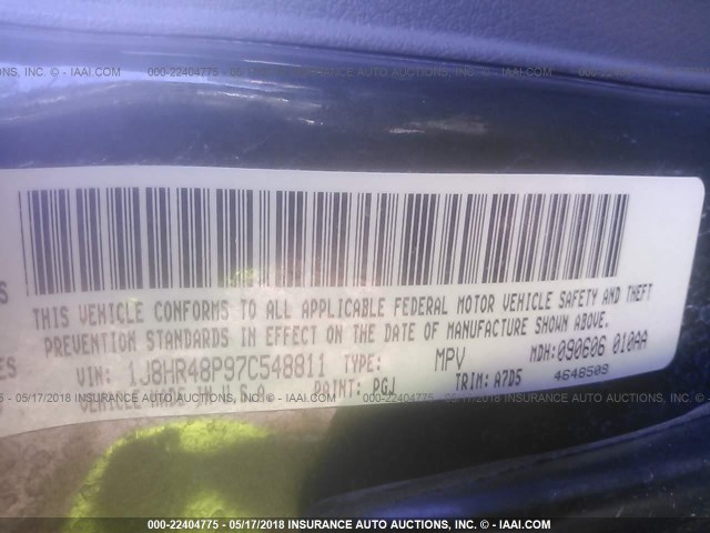 1J8HR48P97C548811 - 2007 JEEP GRAND CHEROKEE LAREDO/COLUMBIA/FREEDOM 绿色 照片 9