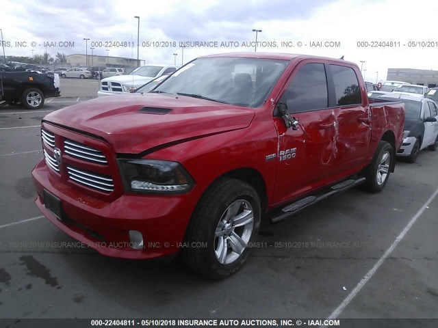 1C6RR7MTXFS663316 - 2015 RAM 1500 SPORT RED photo 2