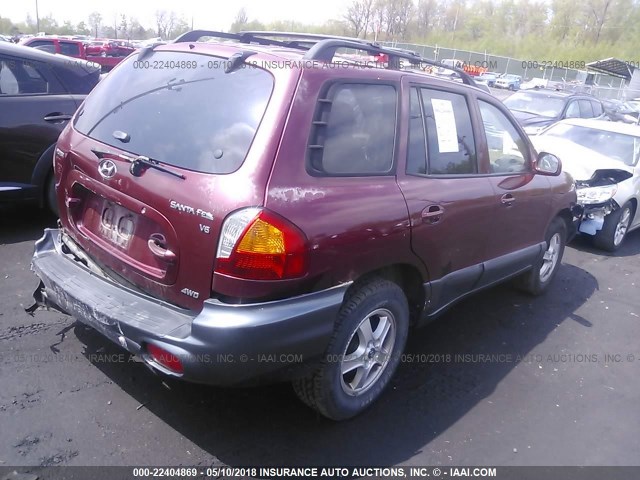 KM8SC73D44U628760 - 2004 HYUNDAI SANTA FE GLS/LX RED photo 4