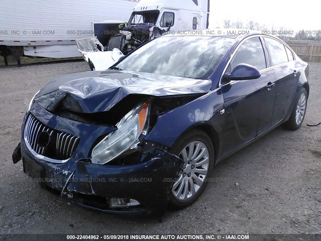 W04GS5EC2B1007094 - 2011 BUICK REGAL CXL BLUE photo 2