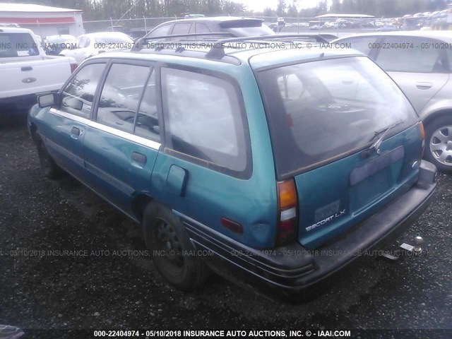 1FAPP15J0PW320501 - 1993 FORD ESCORT LX TURQUOISE photo 3