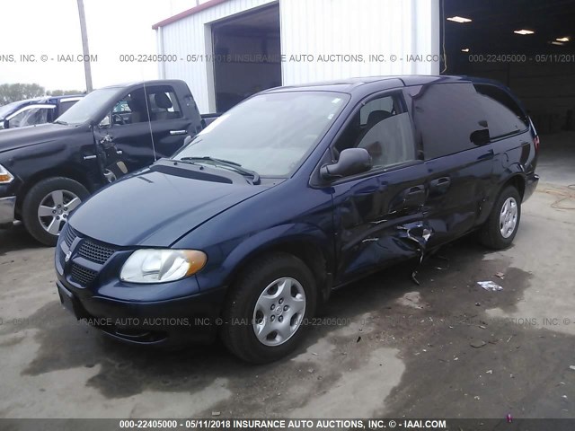 1D4GP24323B238910 - 2003 DODGE GRAND CARAVAN SE BLUE photo 2