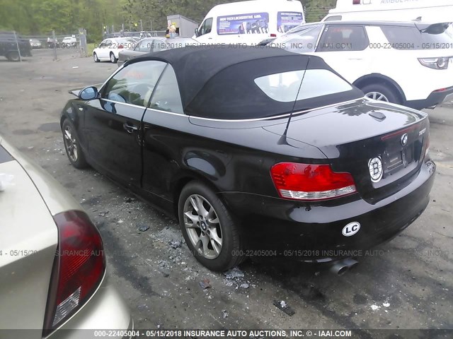 WBAUN13508VH77549 - 2008 BMW 128 I BLACK photo 3