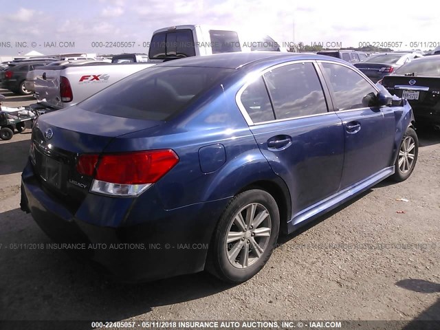 4S3BMCB64B3218248 - 2011 SUBARU LEGACY 2.5I PREMIUM BLUE photo 4