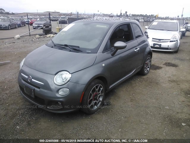 3C3CFFBR6CT303709 - 2012 FIAT 500 SPORT GRAY photo 2