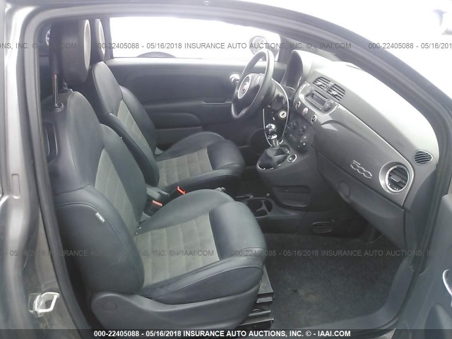 3C3CFFBR6CT303709 - 2012 FIAT 500 SPORT GRAY photo 5