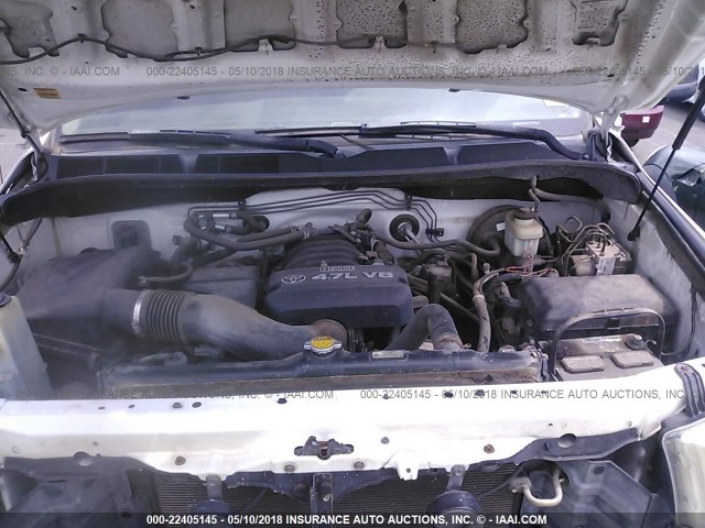 5TFRT54127X002509 - 2007 TOYOTA TUNDRA DOUBLE CAB SR5 WHITE photo 10