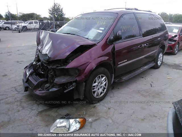 2B4GP44381R299991 - 2001 DODGE GRAND CARAVAN SPORT MAROON photo 2