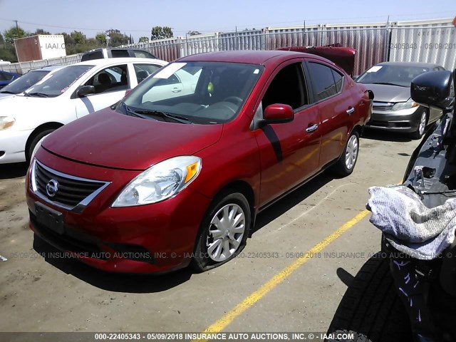 3N1CN7AP2CL910195 - 2012 NISSAN VERSA S/SV/SL RED photo 2