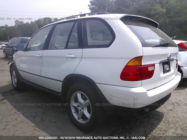 5UXFA53592LP57474 - 2002 BMW X5 3.0I WHITE photo 3