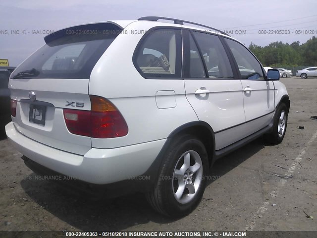 5UXFA53592LP57474 - 2002 BMW X5 3.0I WHITE photo 4