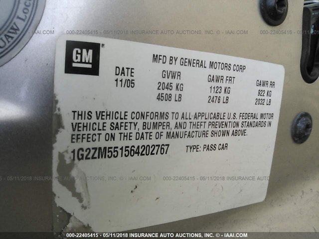 1G2ZM551564202767 - 2006 PONTIAC G6 GTP SILVER photo 9