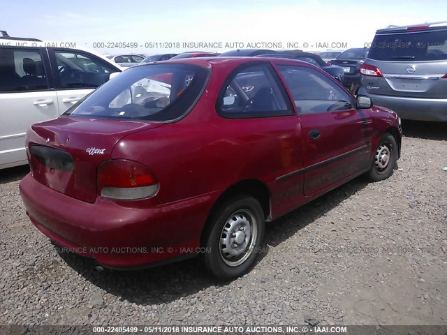 KMHVD14N2XU495645 - 1999 HYUNDAI ACCENT L RED photo 4