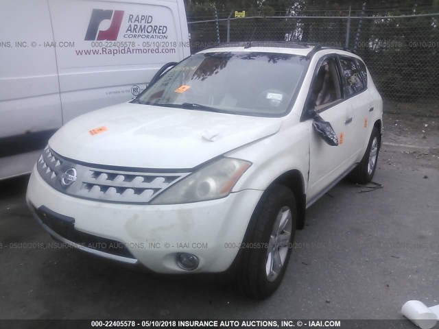 JN8AZ08W16W550630 - 2006 NISSAN MURANO SL/SE/S WHITE photo 2