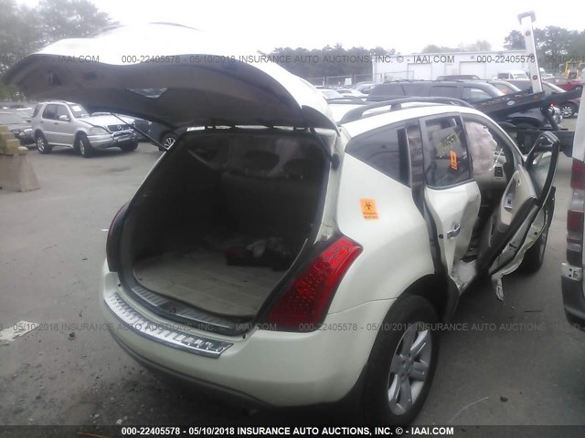 JN8AZ08W16W550630 - 2006 NISSAN MURANO SL/SE/S WHITE photo 4