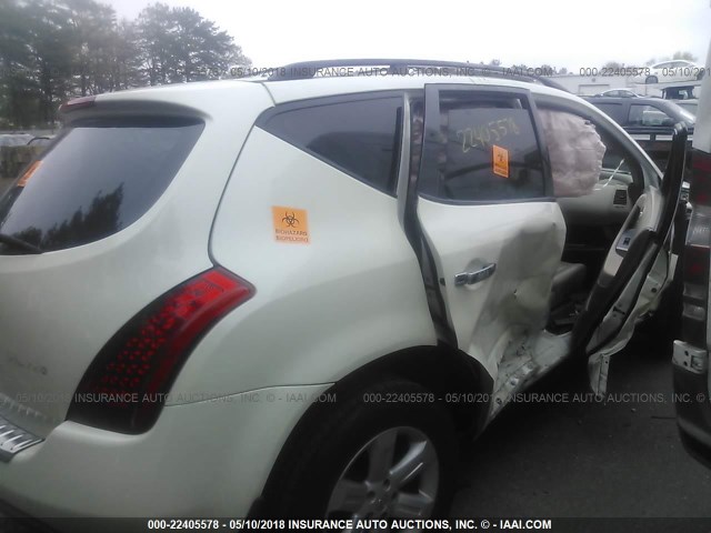 JN8AZ08W16W550630 - 2006 NISSAN MURANO SL/SE/S WHITE photo 6