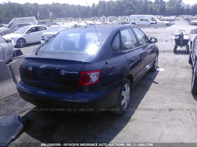 KMHDN56D35U175252 - 2005 HYUNDAI ELANTRA GLS/GT BLUE photo 4