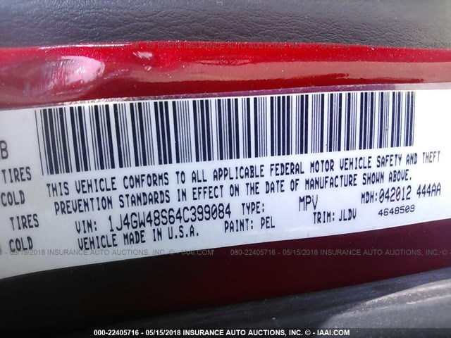 1J4GW48S64C399084 - 2004 JEEP GRAND CHEROKEE LAREDO/COLUMBIA/FREEDOM 红色 照片 9