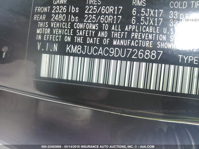 KM8JUCAC9DU726887 - 2013 HYUNDAI TUCSON GLS/LIMITED 黑色 照片 9