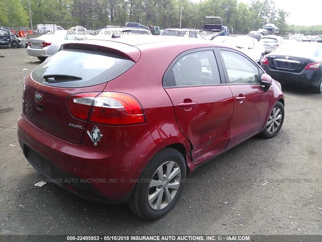 KNADN5A38D6295583 - 2013 KIA RIO EX/SX RED photo 4