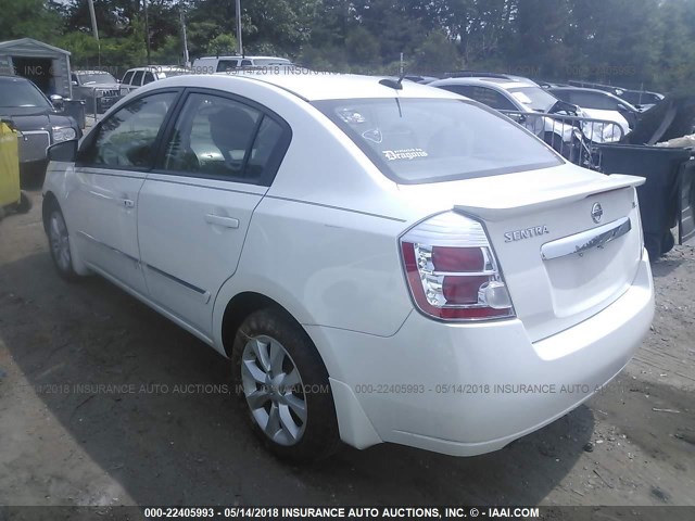 3N1AB6AP1CL677694 - 2012 NISSAN SENTRA 2.0/2.0S/SR/2.0SL WHITE photo 3