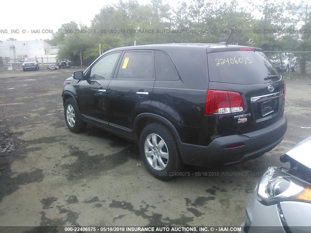 5XYKT3A12CG224247 - 2012 KIA SORENTO LX BLACK photo 3