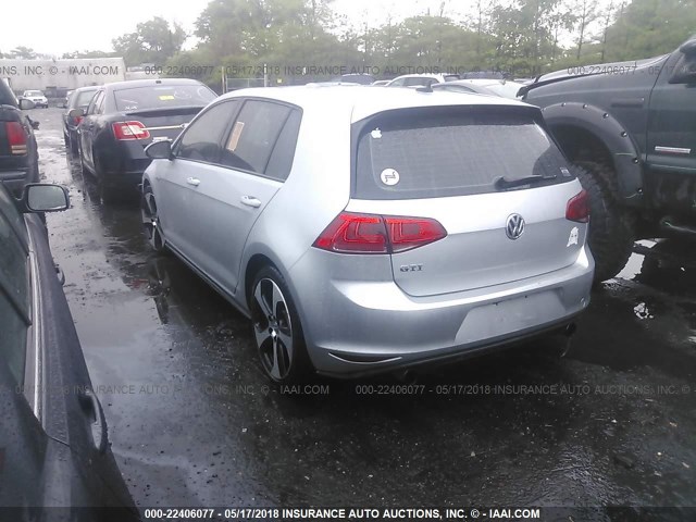 3VW5T7AU6FM039928 - 2015 VOLKSWAGEN GTI SILVER photo 3