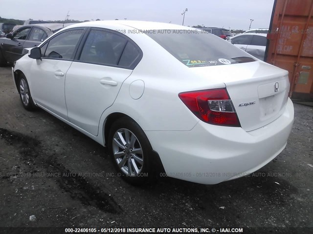 19XFB2F90CE006768 - 2012 HONDA CIVIC EXL WHITE photo 3