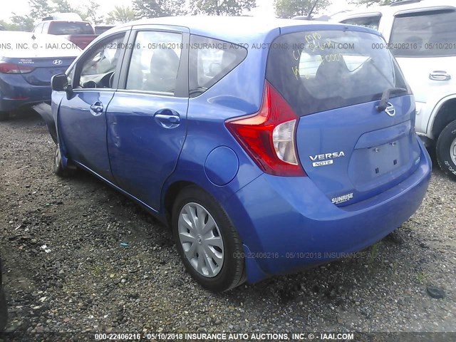 3N1CE2CP7EL362665 - 2014 NISSAN VERSA NOTE S/S PLUS/SV/SL BLUE photo 3