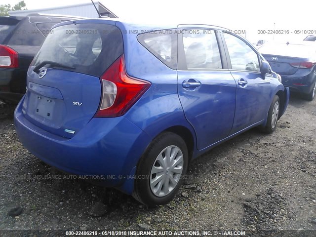 3N1CE2CP7EL362665 - 2014 NISSAN VERSA NOTE S/S PLUS/SV/SL BLUE photo 4